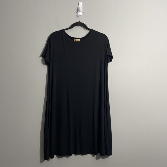 Piko 1988 Dresses & Skirts - Piko 1988 Black Swing Dress Large Soft Stretch Comfy Lounge Casual w Pockets